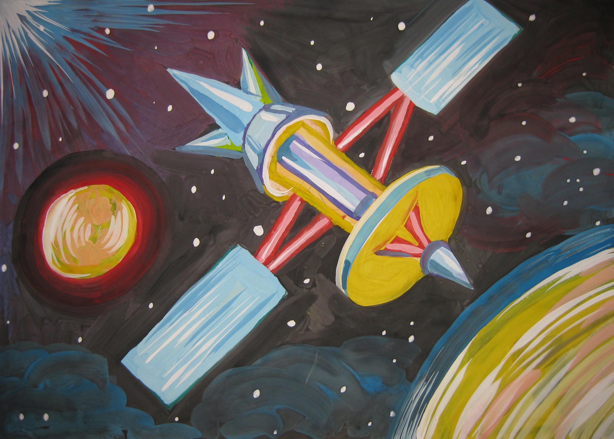 Рисуем ко дню космонавтики. Рисунок на тему космос. Детские рисунки на тему космос. Рисование ко Дню космонавтики. Рисунки на тему космос для детей.